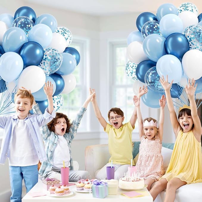 60pcs Blue and White Balloons 12inch - Image 5