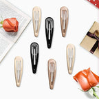 Metal Snap Hair Clips Water Drop No Slip Hair Barrettes for Women Large Hair Clips For Thick And Thin Fine Hair,Black Brown Beige,2.67 x 0.7 Inches,12 PCS