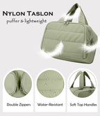 Travel Toiletry Bag for Women, Large Wide-open Puffy Cosmetic Makeup Bag with Wet-Dry Separation, Multi-Pocket Organizer with Carry Handle for Toiletries, Cosmetics, Essentials, Green