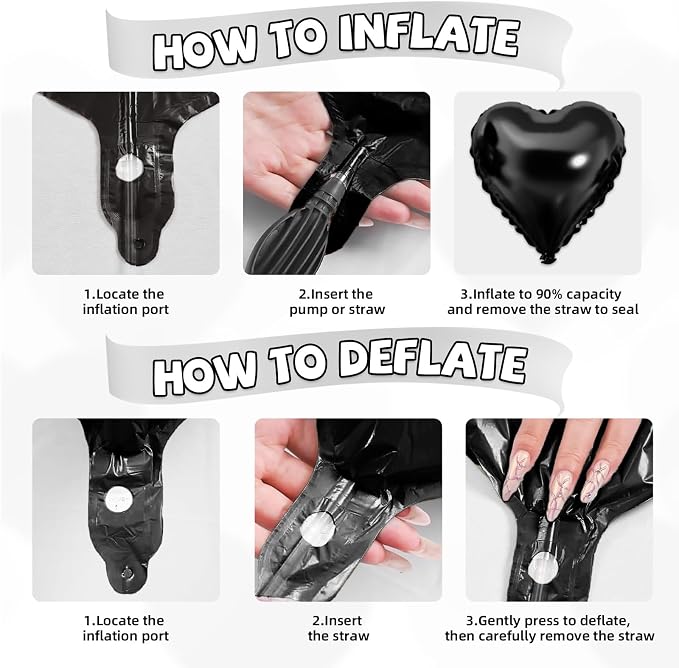 Black Silver Heart Balloons - Image 3
