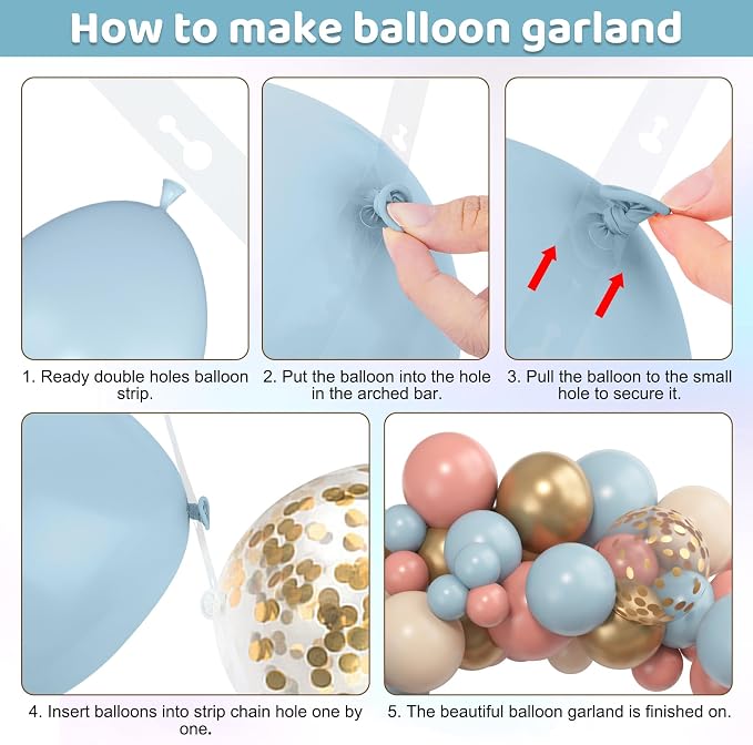 Amandir 153pcs Dusty Pink Blue Balloon Garland Arch Kit Different Sizes | 18 12 - Image 3