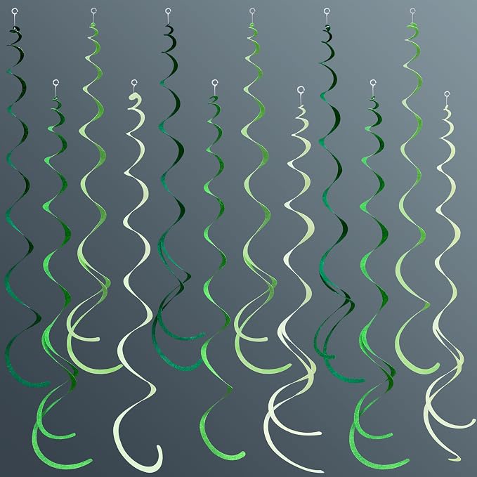 36Pcs Green Hanging Swirl Decorations Ombre Green Felt Swirl Streamer Spiral by pinkblume