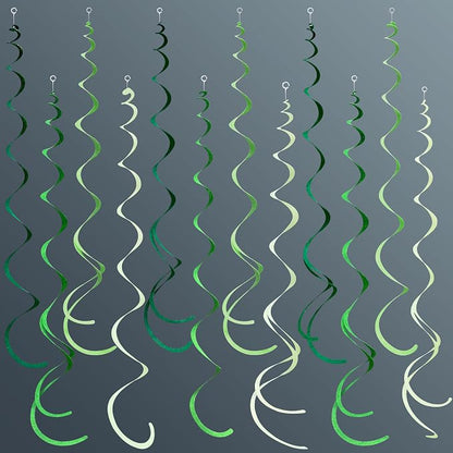36Pcs Green Hanging Swirl Decorations Ombre Green Felt Swirl Streamer Spiral by pinkblume