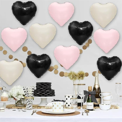 Black Pink White Heart Balloons - Image 5