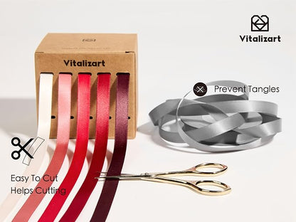 Vitalizart Red Ribbons for Crafts 3/8" x 50Yds Double-Faced Satin Ribbon | - Image 5