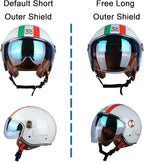 Open Face Motorcycle Helmet for Adults, DOT Approved,3/4 Retro Vespa Helmet, Dual Visors Men's and Women's Motorbike Casco for Moped Cruiser Bobber and Chopper