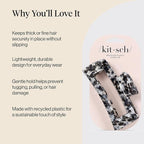 Kitsch Jumbo Hair Clip for Women – Recycled Plastic Hair Claw Clip | All-Day Strong Hold, Durable Non-Slip Grip for Thick & Thin Hair | Ideal Gifts for Women and Stocking Stuffers - Black, 1pc