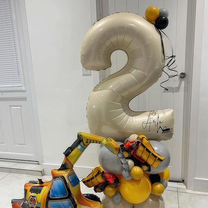 Cream Number 2 Balloons, 40 Inch 2 Balloons Giant Helium Foil Mylar Beige 2 - Image 3