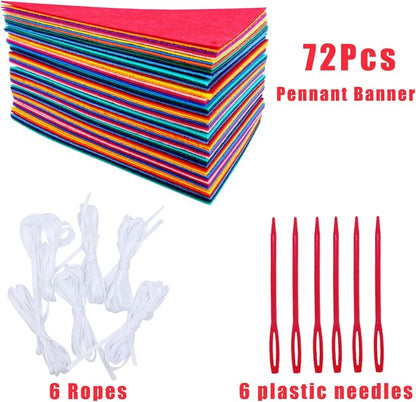 6 Pack Rainbow Felt Bunting Banner, Triangle Pennant Flags Garland - Image 2