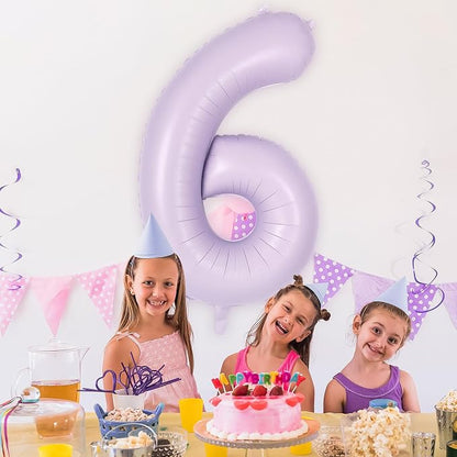 Light Purple Number 6 Balloon, 40 Inch Big Large Foil Helium Number Balloons - Image 4