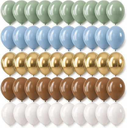 Sage Green Blue Brown Balloons, 12 Inch Dinosaur Theme Dusty Blue Green Dark by Froova