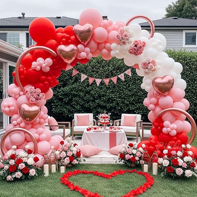 Valentine's Day Balloon Arch Kit, 8 Rose Gold Long Balloons, Latex Sizes - Image 4