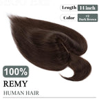 SEGO Human Hair Toppers for Women with Thinning Hair, Toppers Hair Pieces Clip in Toppers Straight Hair Pieces with Front Bangs 150% Density Silk Base -14 Inch #2 Dark Brown