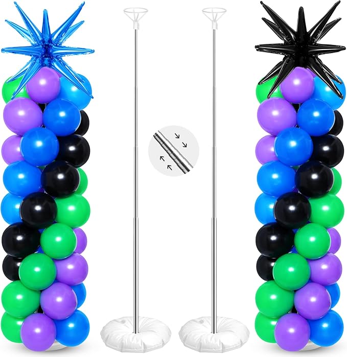 2 Set Blue Black Purple Toy Inspired Cartoon Balloon Column Stand Kit by Sosation