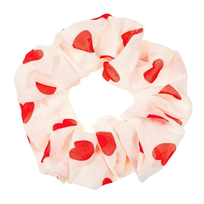 LOOKSEVEN Scrunchies for Hair Women, 5PCS Bandana Scrunchy Hair Ties, Heart Shape