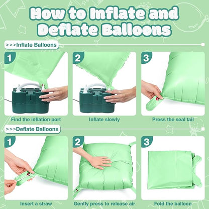 NISOCY 25PCS Matte Pastel Green Square Foil Balloons Wall Backdrop | Double - Image 3