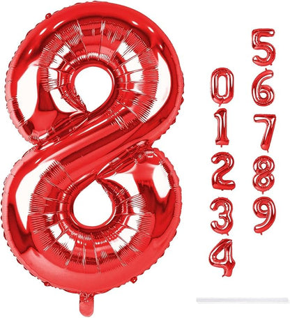 Red Foil Balloon Number 8 for Boys, Large Number 8 Helium Balloon for Girls - Image 9