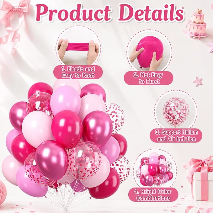Paready Hot Pink Balloons Set - Image 3