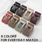 8 Pack French Flat Hair Clips for Women – Large Matte No-Slip Claw Barrettes for Thick & Thin Hair, Strong Hold Styling Accessories (Glossy Neutral)