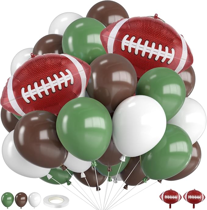 Football Balloons, 12 Inch Sage Green and Coffee Brown Balloons by FunHot