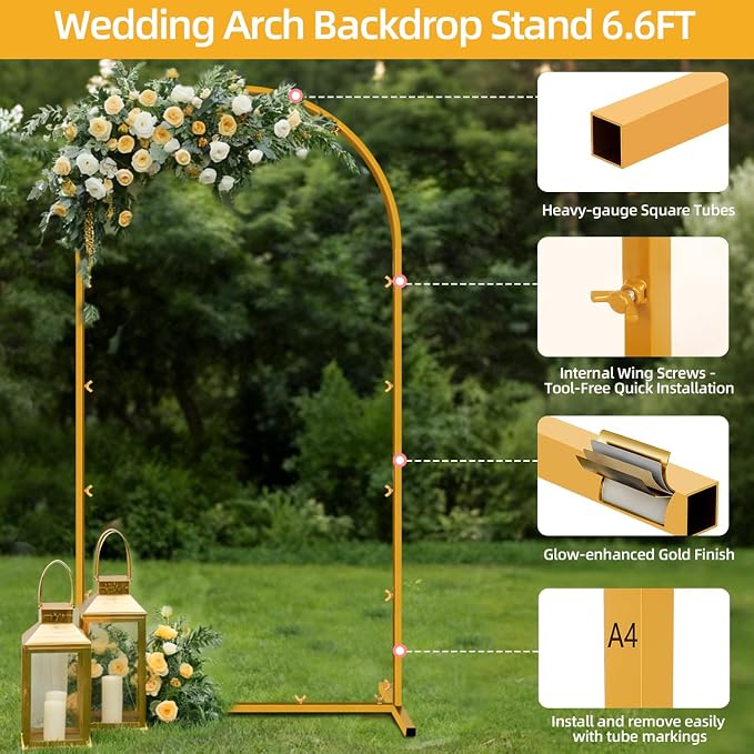 6.6 FT Wedding Arch Backdrop Stand - Image 2