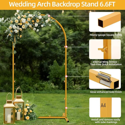 6.6 FT Wedding Arch Backdrop Stand - Image 2