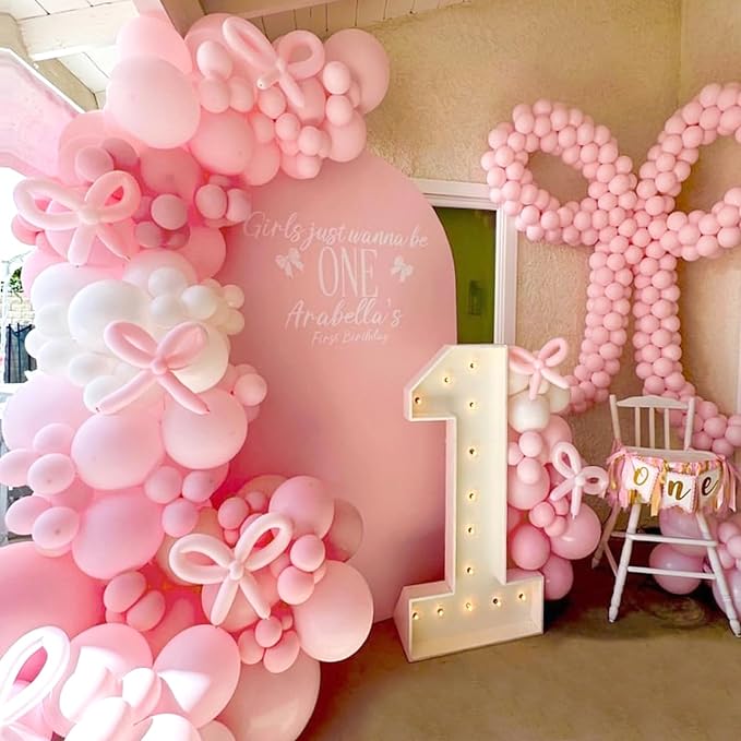 Pink Bow Balloons Garland Arch Kit - Image 4