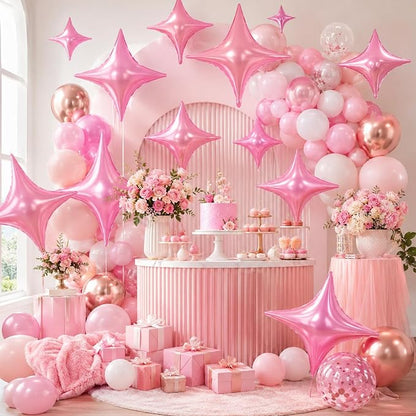Pink Star Balloons, 26 Inch and 10 Inch Pink Stars Shaped Balloon - Image 4