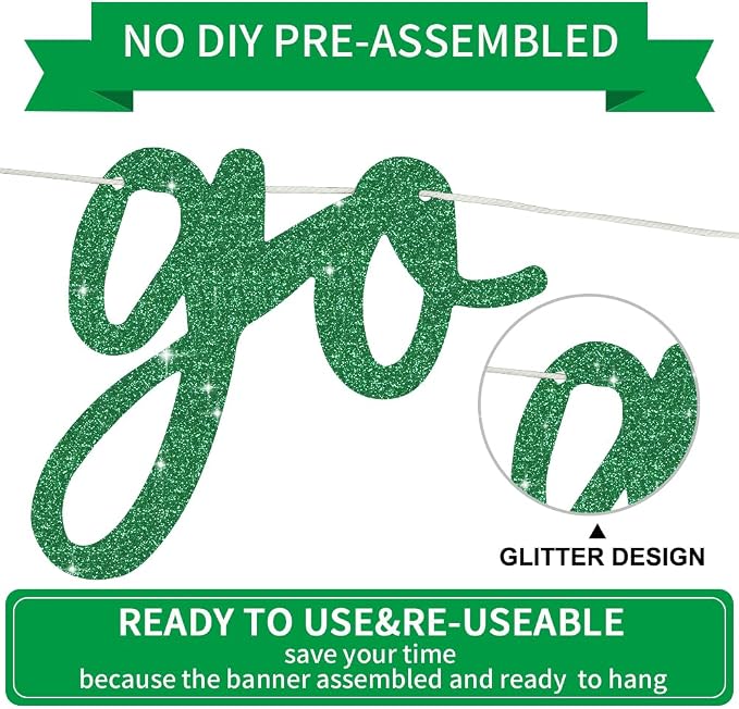 BEISHIDA Glitter Green Pre-Strung Go Shawty It's Your Birthday Banner Decor | - Image 2