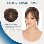 Hair Topper Human Hair Curtain Air Bangs Topper for Women,3.54x4.92 T-part Lace Base Topper Hair Piece for Daily Wear(Dark Brown)