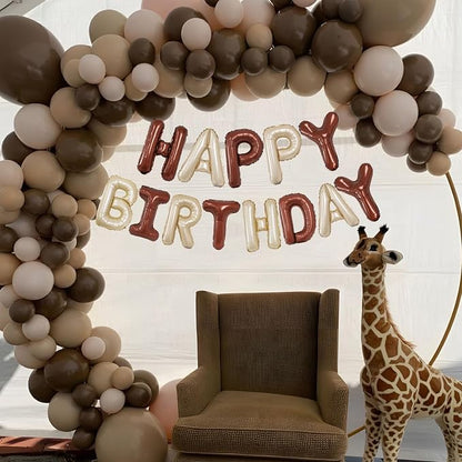 Beige Brown Happy Birthday Balloon Banner, 16 Inch Foil Mylar Cream Brown Happy - Image 6