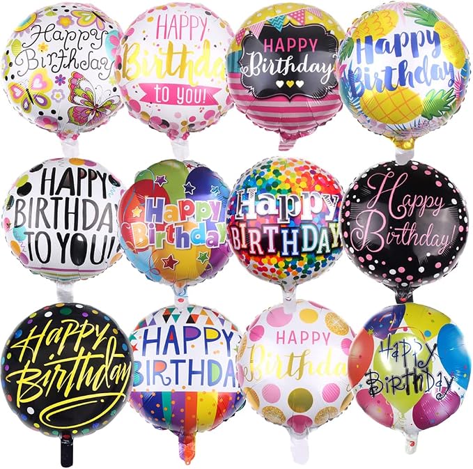 50 Pieces Happy Birthday Party Aluminum Foil Balloons 18" Foil Mylar Helium by QIYUSHRY