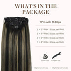 GOO GOO Clip in Hair Extensions Real Human Hair, Remy Human Hair Extensions Clip ins for Women, Natural Human Hair, 22 Inch 170g 7Pcs, 1B/16/1B Balayage Natural Black to Light Blonde