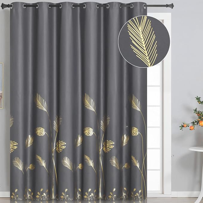 Blackout Curtain & Drape for Sliding Door 80W x 96L Inch Long Window Curtain by ESTELARTEXTILER