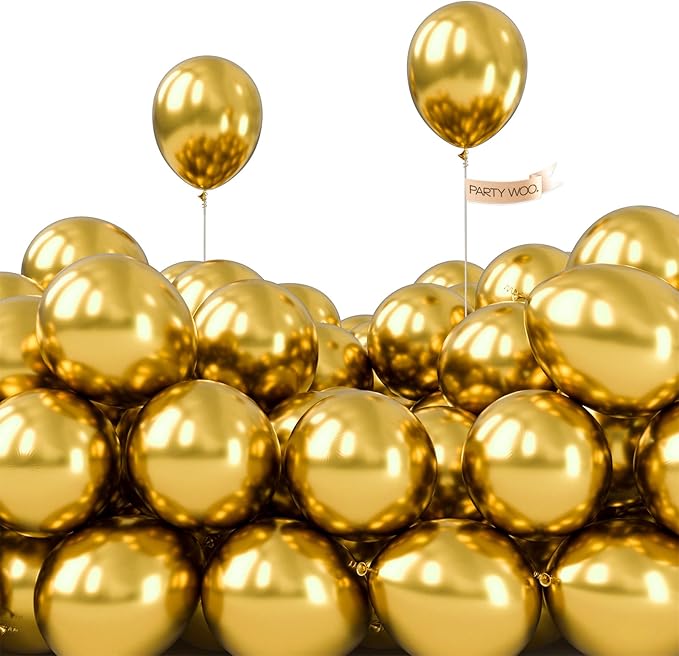 PartyWoo Gold Balloons 100pcs Metallic Gold Chrome Color 5 Inch | Balloons by PartyWoo