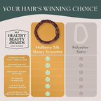 Authentic Mulberry Silk Skinny Hair Match Scrunchies for Women, Anti Breakage Hair Ties for Curly Thick & Thin Hair, 100% Silk for Buns & Ponytail, Strawberry/Auburn (4 Pack)