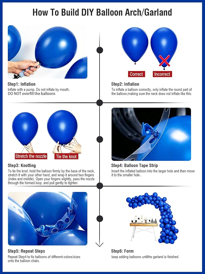 Blue Balloons 55 Pcs 12 Inch Royal Navy Blue Balloon Arch Kit Garland - Image 5