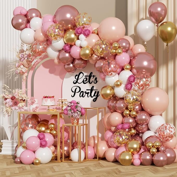 Rose Gold Balloon Arch Kit by ADOINBY