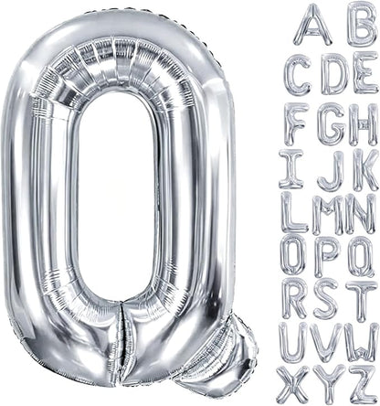40 Inch Silver Letter Balloon, Large Foil Alphabet Balloons Birthday by Aeniaza