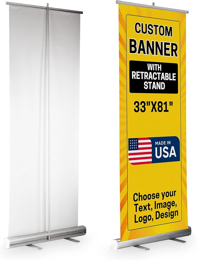 DreamController Custom Retractable Banner 33x81 | Personalized Roll Up Banner by DreamController