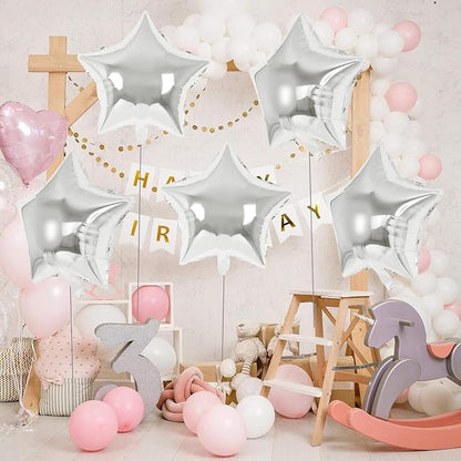 20 Pcs Star Balloons, 18 Inch Silver Star Foil Balloons, Stars Shaped Balloon - Image 3
