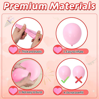 Valentine's Day Balloons, 12 Inch Pearl Pink Red Heart Shaped Confetti Latex - Image 3