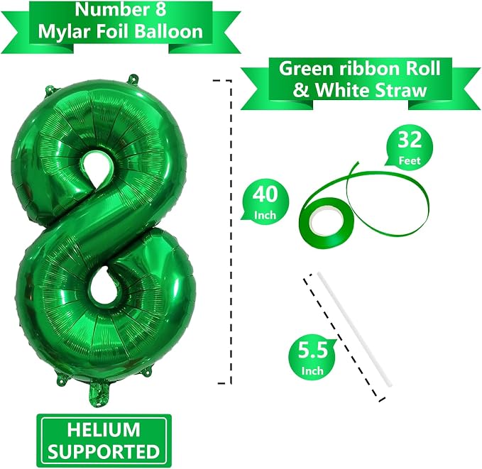Number Balloons Green Party Balloon - Image 3