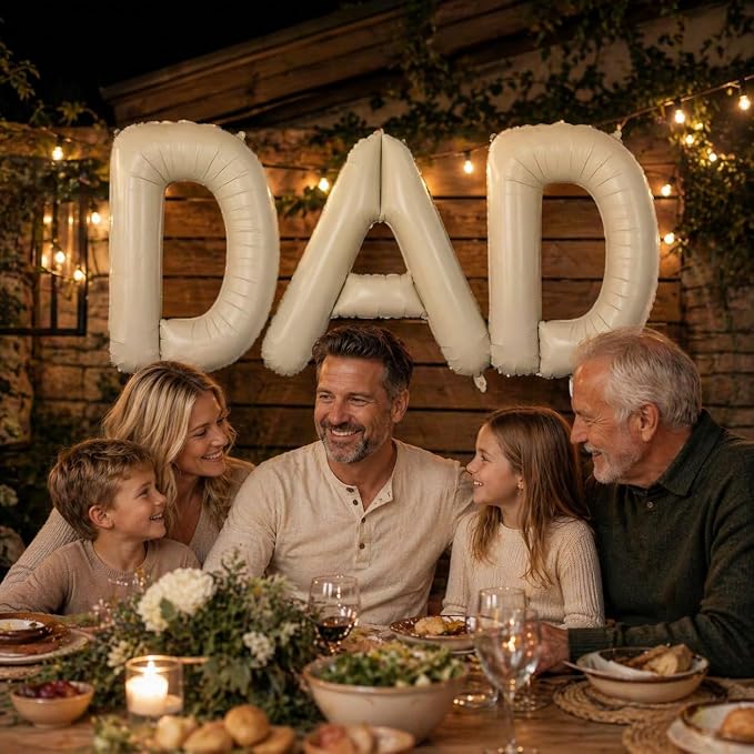 Cream DAD Letter Balloons, 40 Inch Letter Dad Foil Balloon Beige, Helium Big - Image 6