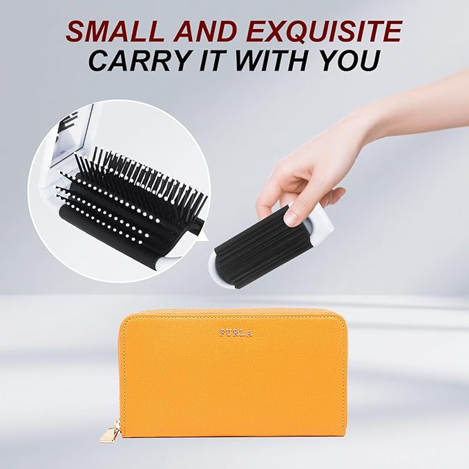 4 Pack Folding Travel Hair Brush with Mirror, Mini Foldable Hairbrush, Portable Pocket Comb with Mirror for Women Girls - Compact Design, Perfect for Travel, Purse, Gym Use - 4 Colors