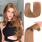 Tape in Hair Extensions Human Hair Light Brown Remy Hair Extensions 20pcs 14 Inch Straight Invisible Human Hair Tape in Extensions Skin Weft Tape Extensions Human Hair (30#,14 Inch)