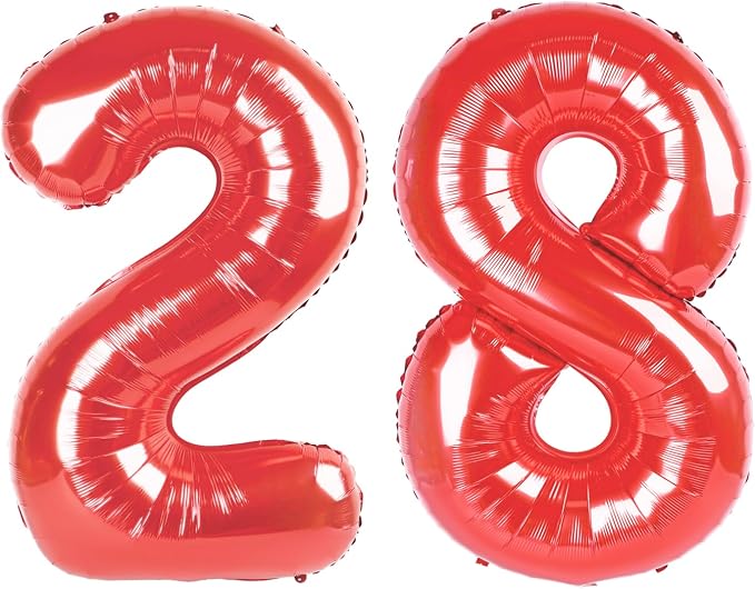 28 Balloon - Red Birthday Number Balloons, 40 Inch Decorations Men Women | Red by ALPHADELTAPI