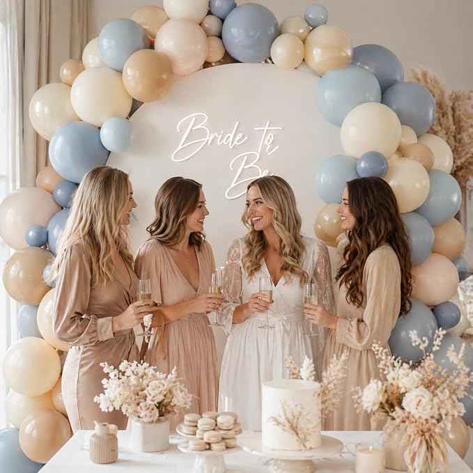 Dusty Blue Nude Sand Balloons, Double Stuffed Apricot Nude Balloon Slate Fog - Image 6