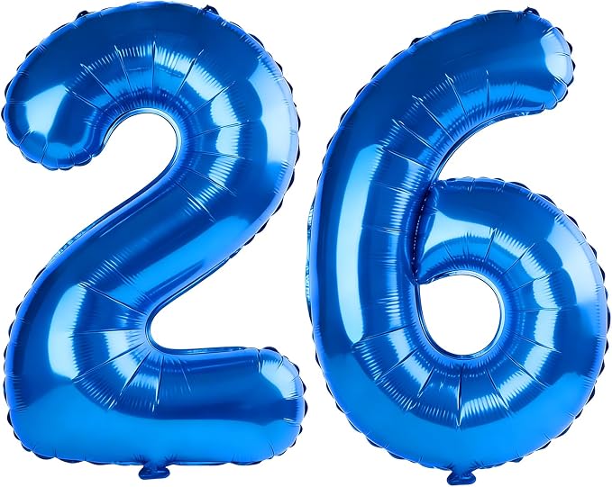 40 Inch Number 26 Balloons for 26th Birthday Party Decorations, 0-100 Dark Blue by FOBELEC