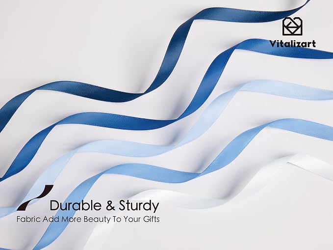 Vitalizart Blue Ribbons for Crafts 3/8" x 50 Yd Satin Ribbon Double Face Gift - Image 4
